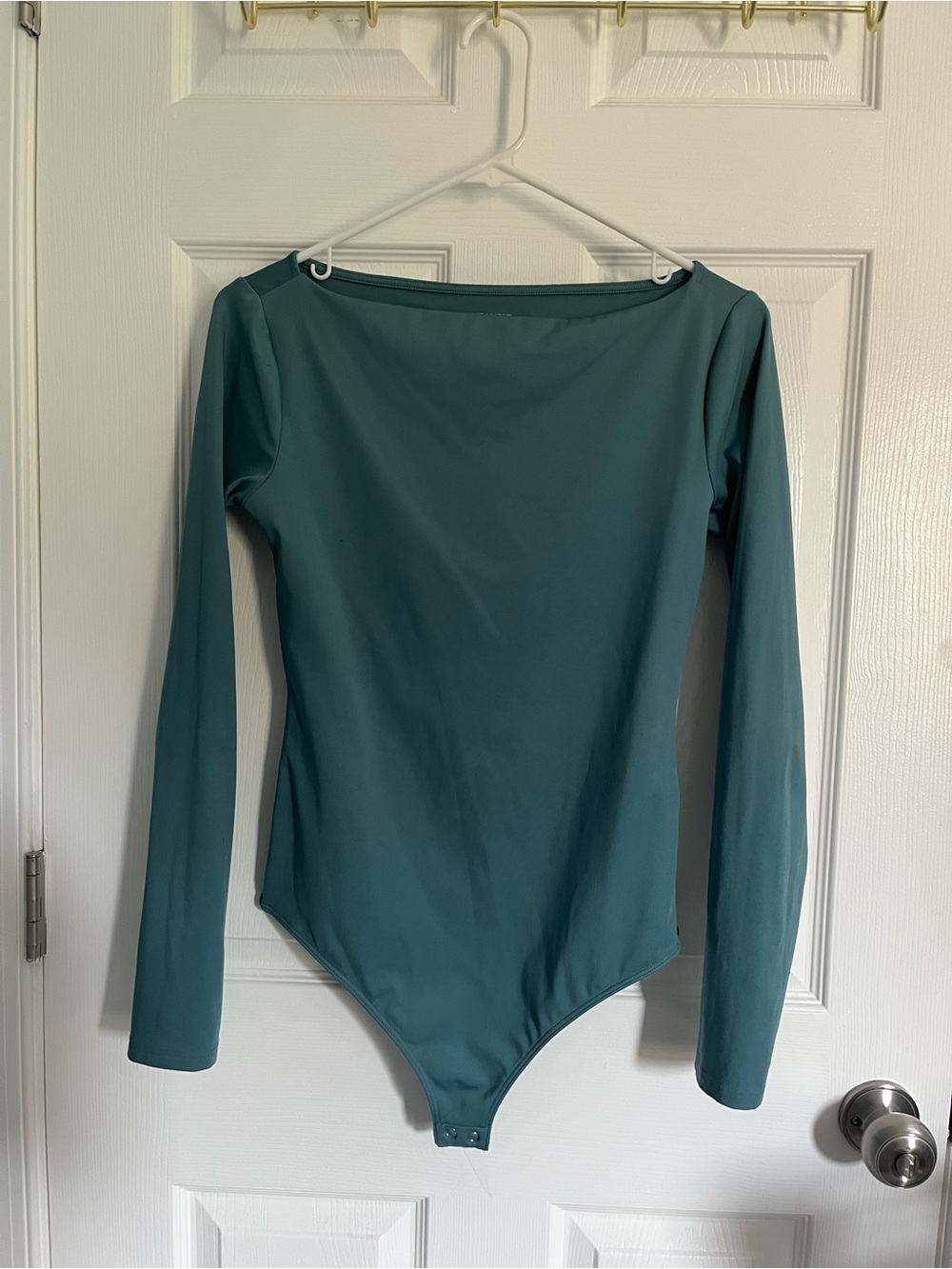 Nine West Teal Boat Neck Bodysuit Top